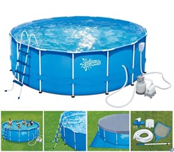 Каркасный бассейн / 488х132см / Summer Waves P20-1652-S +песочный фильт насос, лестница, тент, подстилка, набор для чистки DELUXE, скиммер - фото 102226