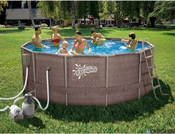 Каркасный бассейн / 427х132см / Summer Waves P20-1452-S + песочный фильтр, лестница, тент, подстилка, скиммер, набор для чистки - фото 102456