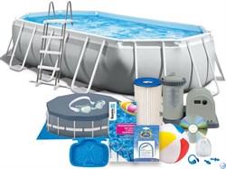 Intex 26798 / Овальный каркасный бассейн / 610х300х122 / + фильтр-насос, лестница, тент, настил - фото 104317