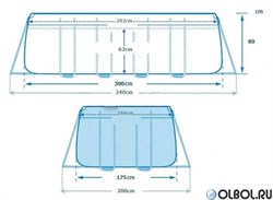 Каркасный бассейн Intex 26784 + фильтр-насос, лестница (300х175х80см) - фото 104392