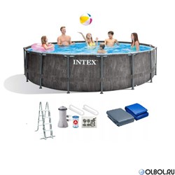 Intex 26742 / Каркасный бассейн Intex Greywood Prism Frame / 457х122см / + фильтр-насос (3785 л/ч)+лестница+тент+подстилка - фото 111756