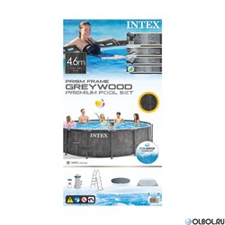 Intex 26742 / Каркасный бассейн Intex Greywood Prism Frame / 457х122см / + фильтр-насос (3785 л/ч)+лестница+тент+подстилка - фото 111760