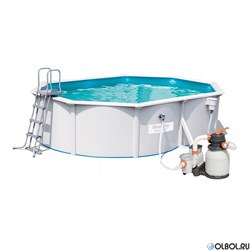 Бассейн со стальными стенками BestWay 56586 (500х360х120) +песчанный фильтр, скиммер, лестница, тент, подстилка, гидроаэратор - фото 112103