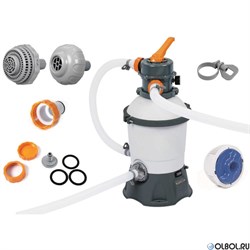 Бассейн со стальными стенками BestWay 56586 (500х360х120) +песчанный фильтр, скиммер, лестница, тент, подстилка, гидроаэратор - фото 112107