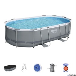 Каркасный бассейн на опорах Power Steel Frame Bestway 56448 + фильтр-насос, лестница, тент(488х305х107) - фото 112163