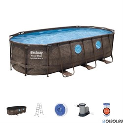 Bestway 56714 / Каркасный бассейн Power Steel  + фил.-насос, лестн, тент / 427х250х100 см - фото 112205