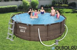 Каркасный бассейн на опорах Ротанг Deluxe Set Bestway 56709 + фильтр-насос, лестница (366х100см) - фото 112476