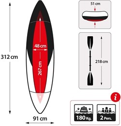 Лодка / байдарка надувная  двухместная  Intex 68307 EXPLORER K2  + насос и весла - фото 121508