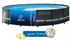 Intex 26330 / Каркасный бассейн / 549х132 / Ultra XTR Frame + песочный фильтр насос 7900 л/ч, лестница, тент, подстилка - фото 122204