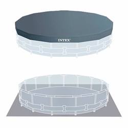 Intex 28242 / Круглый каркасный бассейн (457х122см) + фильтр-насос, лестница, тент, подстилка - фото 123978
