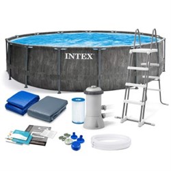 Intex 26742 / Каркасный бассейн Intex Greywood Prism Frame / 457х122см / + фильтр-насос (3785 л/ч)+лестница+тент+подстилка - фото 128171