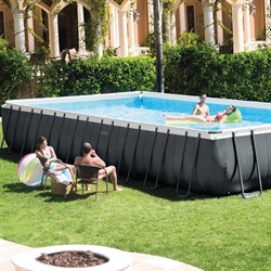 Intex 26374 / Прямоугольный каркасный бассейн / 975x488x132 / Ultra XTR Rectangular Frame  песочный фильтр 10500 л/ч, тент, подстилка, лестница - фото 128743