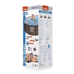 Каркасный бассейн на опорах Ротанг Deluxe Set Bestway 56709 + фильтр-насос, лестница (366х100см) - фото 128992