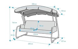 Качели садовые Тропикана  зеленый (труба 42мм) (210х127х165) цвет 551 - фото 129508