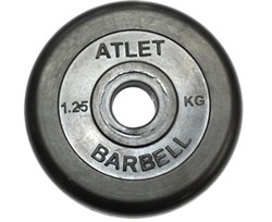 Диск обрезиненный, чёрного цвета, 26 мм, 1,25 кг  Atlet MB-AtletB26-1,25 - фото 129907