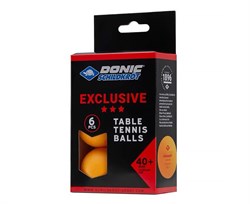 Мячики для н/тенниса DONIC EXCLUSIVE 3* 40+, 6 штук, оранжевый - 658038E - фото 130117