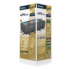 Bestway 561KG / Каркасный прямоугольный бассейн - "APX" 365  /732х366х132см / + песч.фил-нас, лестн, тент, полисферы - фото 130178