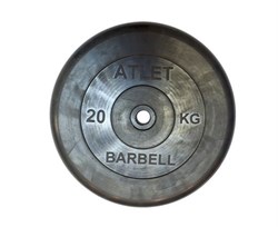 Диск обрезиненный, чёрного цвета, 26 мм, 20 кг  Atlet / MB-AtletB26-20 - фото 130282