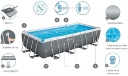 Прямоугольный каркасный бассейн Bestway 56466 + песч.фил.-насос, лестница, тент (549х274х122) - фото 130453