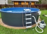 Морозоустойчивый бассейн Лагуна 2,5 х 1,25м- платина, пленка мрамор 0/4 мм / + скиммер, фильтр песочный, лестница, песок - фото 134054