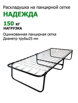 Раскладушка c матрасом Надежда / 190 х 80 см / сетка,  нагрузка 150 кг - фото 134336