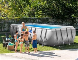 Каркасный бассейн Intex 26356 Ultra XTR Rectangular Frame + песочный насос, лестница, тент, подстилка (549х274х132см) - фото 99152