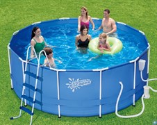 Каркасный бассейн / 396х132 / Summer Waves P20-1352-B +фильт насос, лестница, тент, подстилка, набор для чистки, скиммер Каркасный бассейн / 396х132 / Summer Waves P20-1352-B +фильт насос, лестница, тент, подстилка, набор для чистки, скиммер