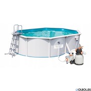 Бассейн со стальными стенками BestWay 56586 (500х360х120) +песчанный фильтр, скиммер, лестница, тент, подстилка, гидроаэратор