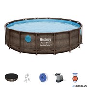Каркасный бассейн Bestway 56725 с фильтр-насосом, лестницей и тентом, (488х122)