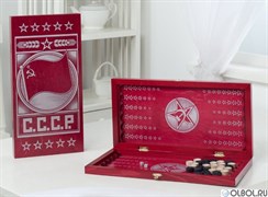 Нарды малые малиновые, рисунок серебро "СССР" 405-20 Нарды малые малиновые, рисунок серебро "СССР" 405-20