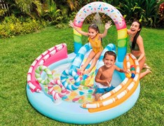 Игровой центр Intex 57144 "Сладкая забава" с горкой и игрушками / 165л / от 2 лет / 170х168х122см Игровой центр Intex 57144 "Сладкая забава" с горкой и игрушками / 165л / от 2 лет / 170х168х122см