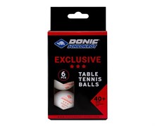 Мячики для н/тенниса DONIC EXCLUSIVE 3* 40+, 6 штук, белый - 608530E