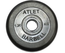 Диск обрезиненный, чёрного цвета, 26 мм, 1,25 кг  Atlet MB-AtletB26-1,25