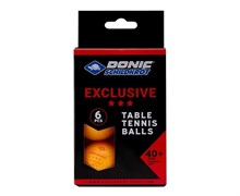 Мячики для н/тенниса DONIC EXCLUSIVE 3* 40+, 6 штук, оранжевый - 658038E