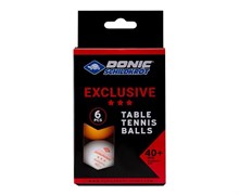 Мячики для н/тенниса DONIC EXCLUSIVE 3* 40+, 6 штук, белый + оранжевый - 608533E