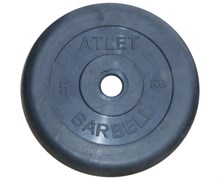 Диск обрезиненный, чёрного цвета, 26 мм, 5 кг  Atlet MB-AtletB26-5