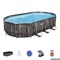 Каркасный бассейн на опорах Bestway 5611R + фильтр-насос, лестница, тент (610х366х122) - фото 112183