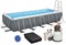 Прямоугольный каркасный бассейн Bestway 5612B  +песочный фильтр-насос , лестница, тент (640х274х132) - фото 130872